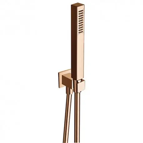 Ensemble Applique Prise D‘Eau Douchette Flexible Carre Or Rose Brosse Robinetterie HYDROTHERAPIE - CRISTINA ONDYNA PD44334P
