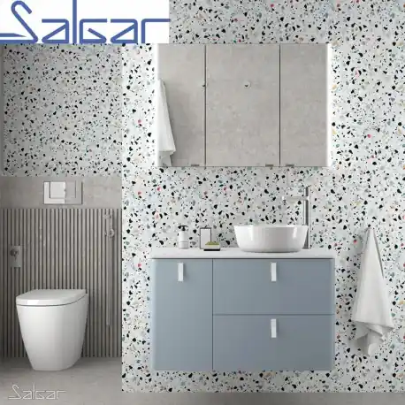 Meuble salle de bain UNIIQ 1200 BLUE FOG gauche 1 porte et 2 tiroirs - SALGAR 83103