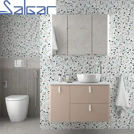 Meuble de salle de bain suspendu UNIIQ 1200 MACCHIATO gauche 1 porte et 2 tiroirs - SALGAR 83101