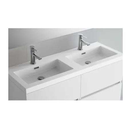 Vasque TOSCANA 1400 doble CHARGE MINÉRAL BLANC 1405 x 50 x 460 mm - SALGAR 27144