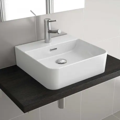 Vasque à poser TENTO 500 EN PORCELAINE BLANCHE 500 x 420 x 130 mm - SALGAR 24552
