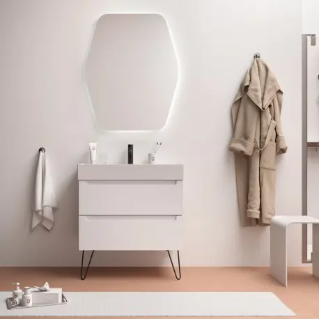 Meuble de salle de bains MONTERREY 800 2 tiroirs métallique WHITE COTTON 797 x 540 x 450 mm - SALGAR 81715