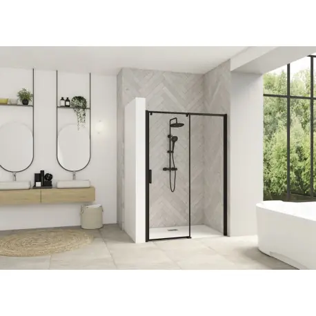 Smt Design Extensible clt ss 127/140 prof noir verre transp, fixe à droite - KINEDO PA9234NTNED