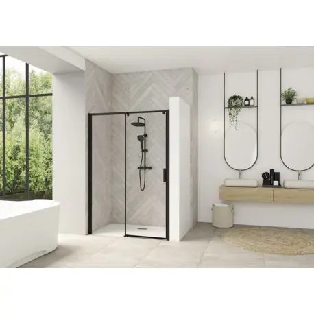 Smt Design Extensible clt ss 127/140 prof noir verre transp, fixe à gauche - KINEDO PA9234NTNEG