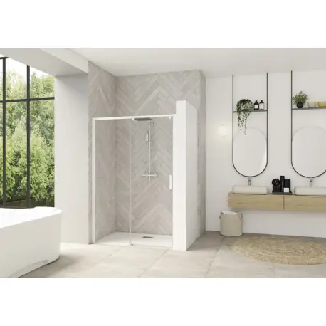 Smt Design Extensible clt ss 137/150 prof blanc verre transp, fixe à gauche - KINEDO PA9235BTNEG