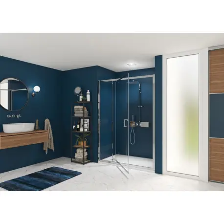 Smart Express Porte Pivotante 140X190 Cm Profile Chrome Verre Transparent - KINEDO PA1906CTNE