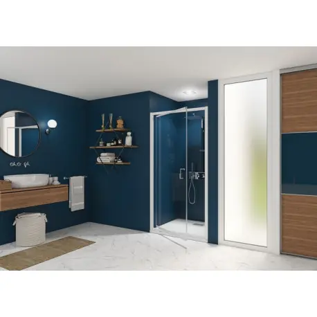 Smart Express Porte Pivotante 90X190 Cm Profile Blanc Verre Transparent - KINEDO PA1902BTNE