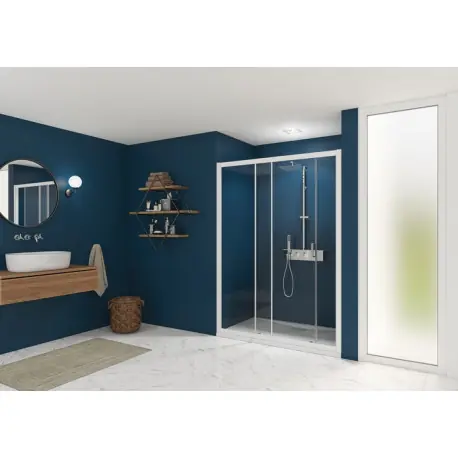 Smart Express Porte Coulissante 130X190 Cm Profile Blanc Verre Transparent - KINEDO PA1914BTNE