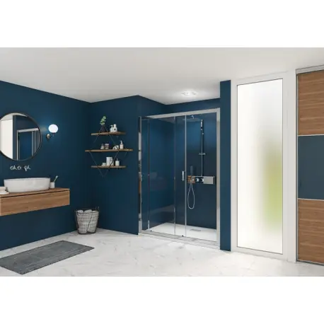 Smart Express Porte Coulissante 110X190 Cm Profile Chrome Verre Transparent - KINEDO PA1912CTNE