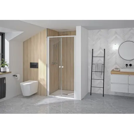 Supra 2 Portes Pivotantes 80 Blanc Transparent - KINEDO PA1530BTN