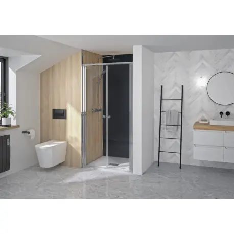 Supra 2 Portes Pivotantes 80 Chromé Transparent - KINEDO PA1530CTN