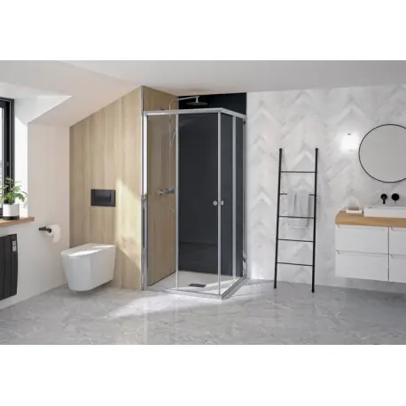 Supra Angle Droit/Gauche 90X90 Chromé Transparent - KINEDO PA1592CTN