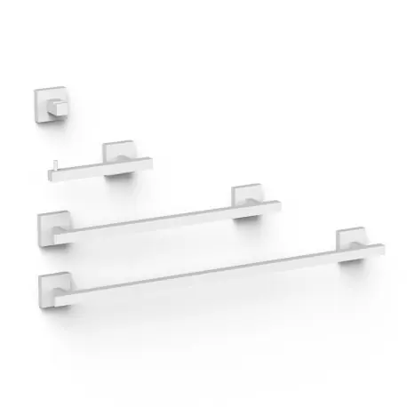 Ensemble de 2 Porte-serviettes et 1 Dérouleur à papier WC Blanc mat - TRES 09598101BM