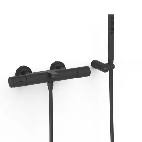 Ensemble douche bain-douche thermostatique Noir mat - TRES 19017429NM
