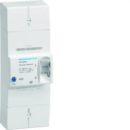 Disjoncteur de branchement différentiel 2P 60A 500mA selectif - HAGER HDA260SF