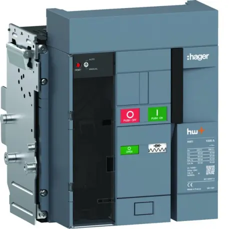 Disjoncteur Ouvert HW1 55kA 1000A 3P Débrochable pour TU sentinel - HAGER HW1M310DB