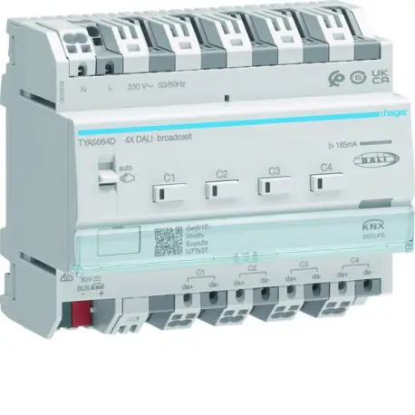 Pilote KNX/DALI2 broadcast compatible KNX EASY et ETS - HAGER TYAS664D
