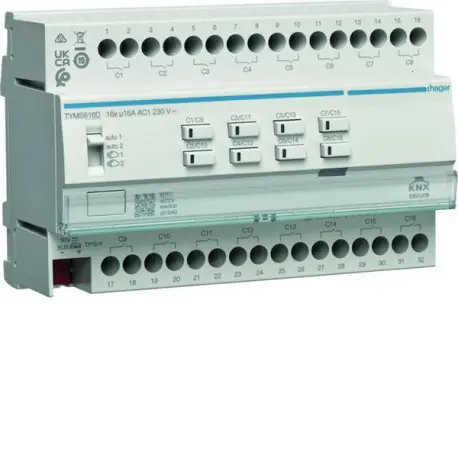 Module 16 sorties 16A/230V~ adapte pour charges capacitives / New Easy - HAGER TYMS616D