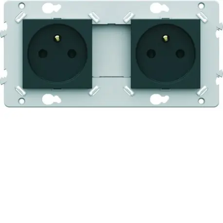 Prise double 2P+T anthracite - HAGER WE122A