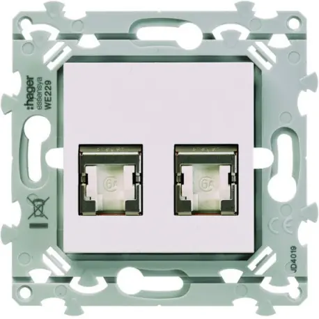 RJ45 essensya CAT.6 STP double Gr.2TV Pure - HAGER WE227