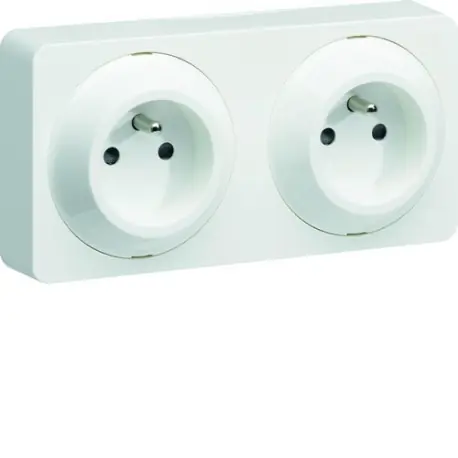 ateha prise de courant double horizontale ou verticale 2P+T complet - HAGER WJC132B