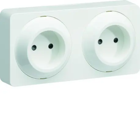 ateha prise de courant double horizontale 2P complet - HAGER WJC142B