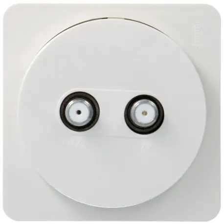 ateha Prise TV double type F complet pour réseaux câblés - HAGER WJC258B