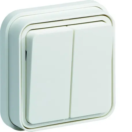 cubyko Double interrupteur va-et-vient encastré à griffes blanc IP55 - HAGER WNE040BG