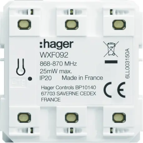 Emetteur radio mural, gallery, quicklink, plat, pile plate, 2 postes - HAGER WXF092
