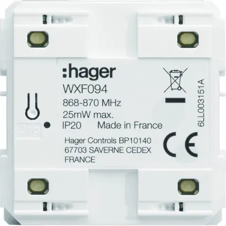Emetteur radio mural, gallery, quicklink, plat, pile plate, 4 postes - HAGER WXF094