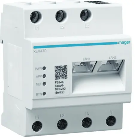 Witty flow Gestionnaire d‘autoconsommation PV et de pilotage de 1-3 witty solar - HAGER XEM470