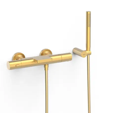 Robinet thermostatique mural pour baignoire et douche Or Mat 24K OVER-WALL - TRES 19017428OM