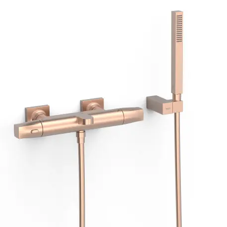 Robinet thermostatique mural pour baignoire et douche Or Rose Mat 24K - TRES 19017459OPM