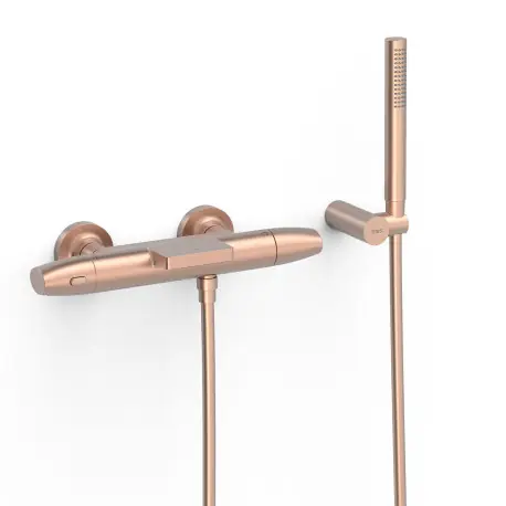 Robinet thermostatique mural pour baignoire et douche Or Rose Mat 24K - TRES 19017479OPM