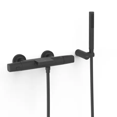 Robinet thermostatique mural pour baignoire et douche Noir mat - TRES 19017499NM
