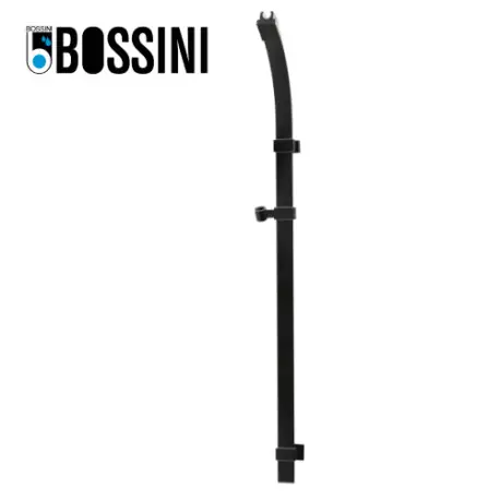 Barre de douche flat courbée 120 cm en laiton avec supports muraux noir mat BLACK & WHITE - BOSSINI D47000073