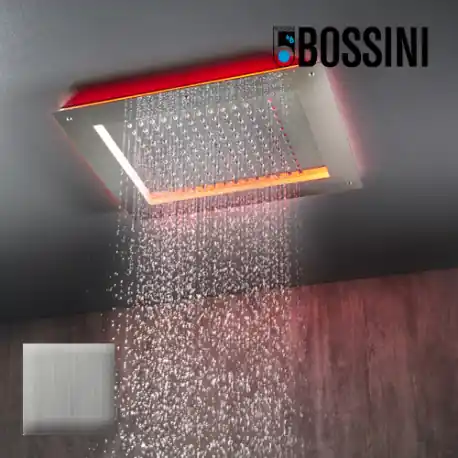 Cadre rétrofit à LED chromothérapie acier brossé pour plafonds de douche - Bossini HI0391075
