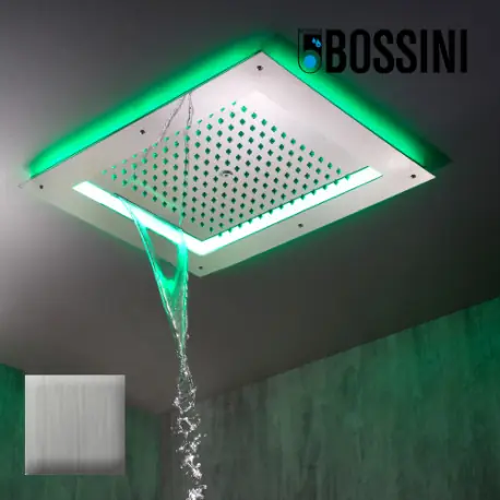 Cadre rétrofit à LED chromothérapie acier brossé pour plafonds de douche - Bossini HI0925075