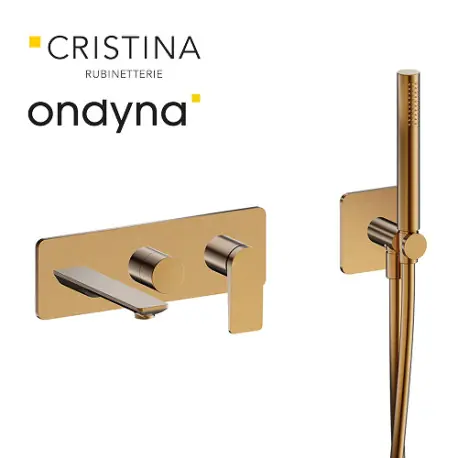 Façade encastrée bain douche 2 sorties or rose brossé - CRISTINA ONDYNA BA10234P