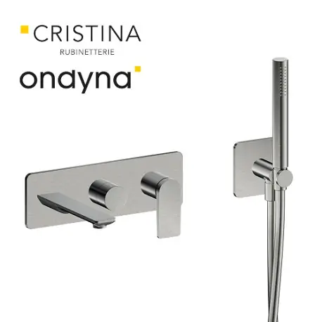 Façade encastrée bain douche 2 sorties metal brosse - CRISTINA ONDYNA BA10277