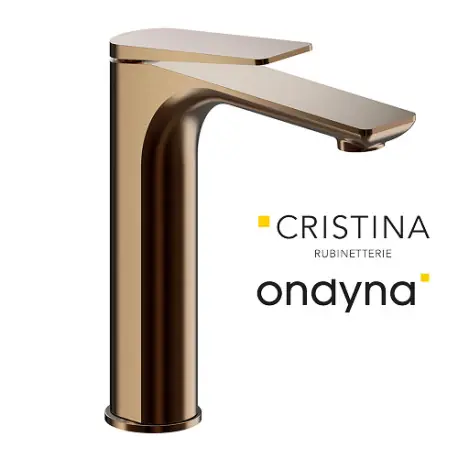 Mitigeur lavabo mi-haut avec vidage up&down or rose brosse - CRISTINA ONDYNA BA22734P