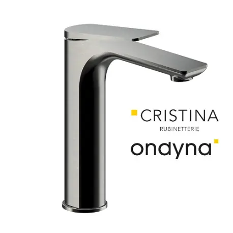 Mitigeur lavabo mi-haut avec vidage up&down metal brosse - CRISTINA ONDYNA BA22777