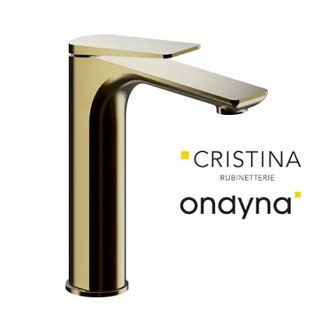 Mitigeur lavabo mi-haut avec vidage up&down or brosse - CRISTINA ONDYNA BA22796P