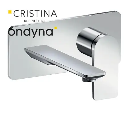 Façade mitigeur lavabo encastré ac plaque bec 185 mm chromé - CRISTINA ONDYNA BA25651