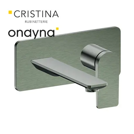 Façade mitigeur lavabo encastré bec 185 mm chrome noir brossé - CRISTINA ONDYNA BA25675