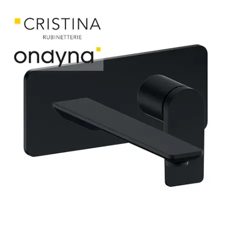 Façade mitigeur lavabo encastré ac plaque bec 225 mm blackmat - CRISTINA ONDYNA BA25813