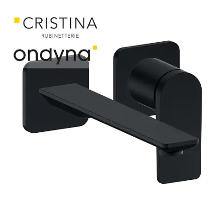 Façade lavabo mitigeur large 2 trous black mat - CRISTINA ONDYNA BA25913