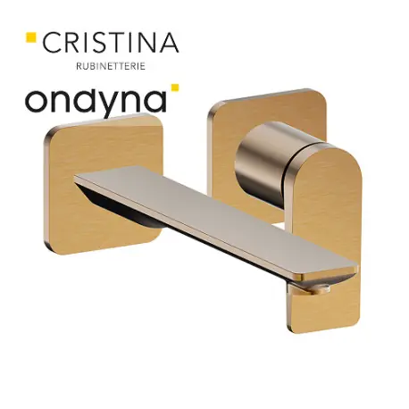 Façade lavabo mitigeur large 2 trous or rose brosse - CRISTINA ONDYNA BA25934P
