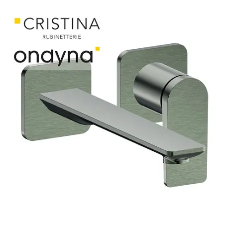 Façade lavabo mitigeur large 2 trous chrome noir brosse - CRISTINA ONDYNA BA25975