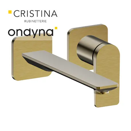 Façade lavabo mitigeur large 2 trous or brosse - CRISTINA ONDYNA BA25996P